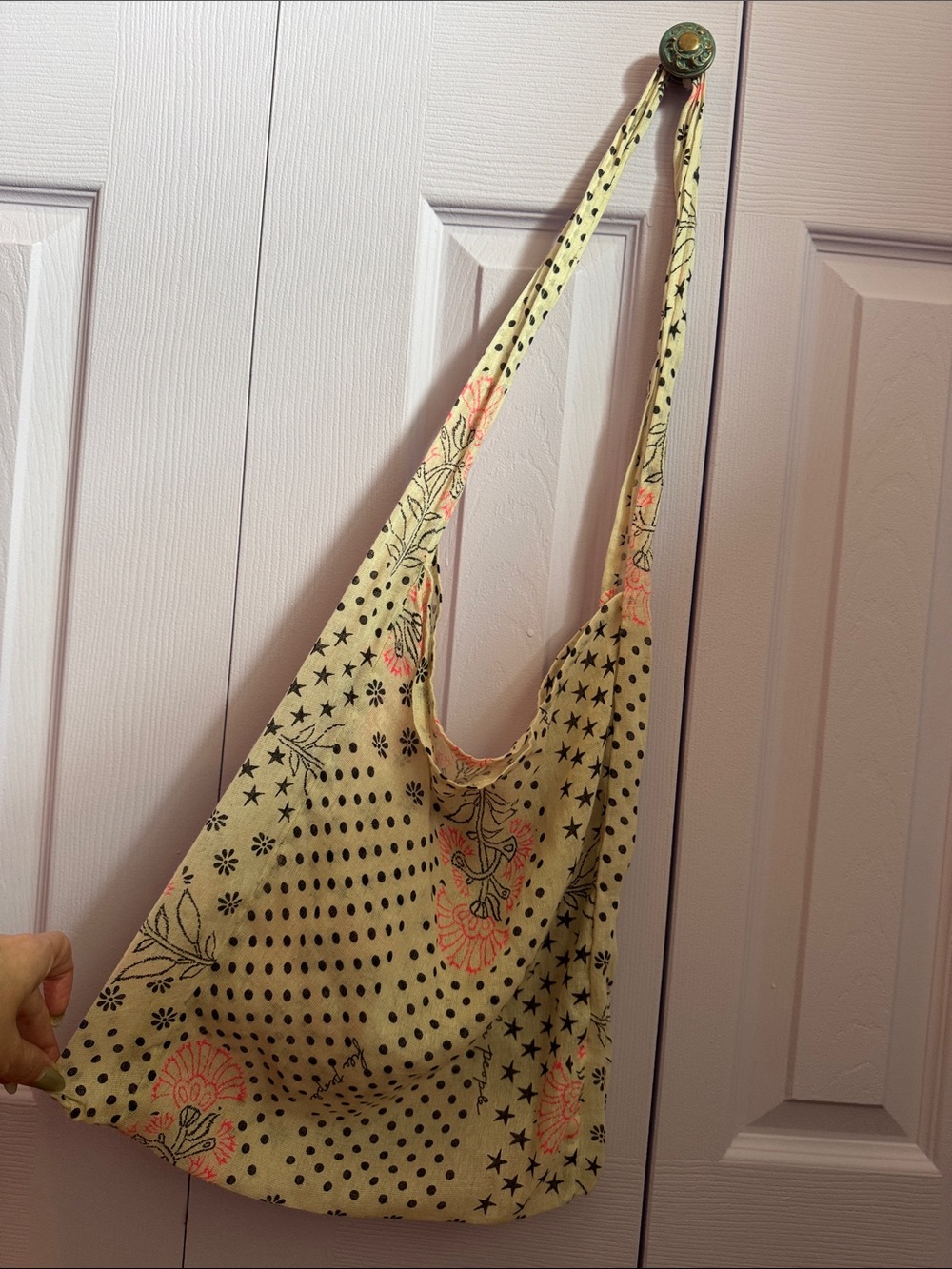 Free People Boho Floral Print Shoulder Bag in Cream
